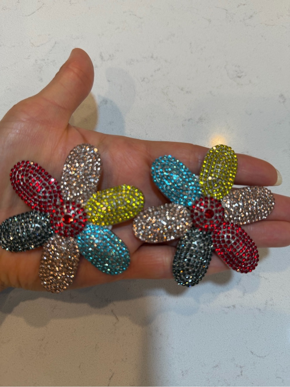 π Crystal Flower Statement Earrings | Colorful Rhinestone Daisy Earrings - Picture 4 of 4